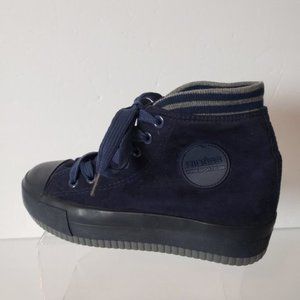 Rigess High Top Sneakers Blue Front Lace Shoes Size 5.5
